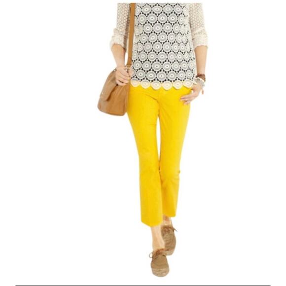 Tory Burch Bright Yellow Cropped Slom Boot Cut Jeans Size 27 (4) - Picture 11 of 11